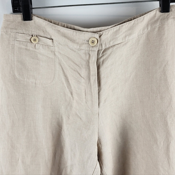 Eileen Fisher Pants Womens Medium Beige Tan Linen Blend 34x33 - Picture 2 of 9